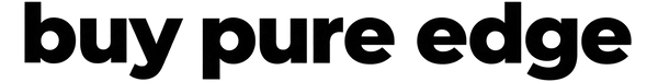 The text 'buy pure edge' is shown in a bold black sans-serif font on a plain white background.